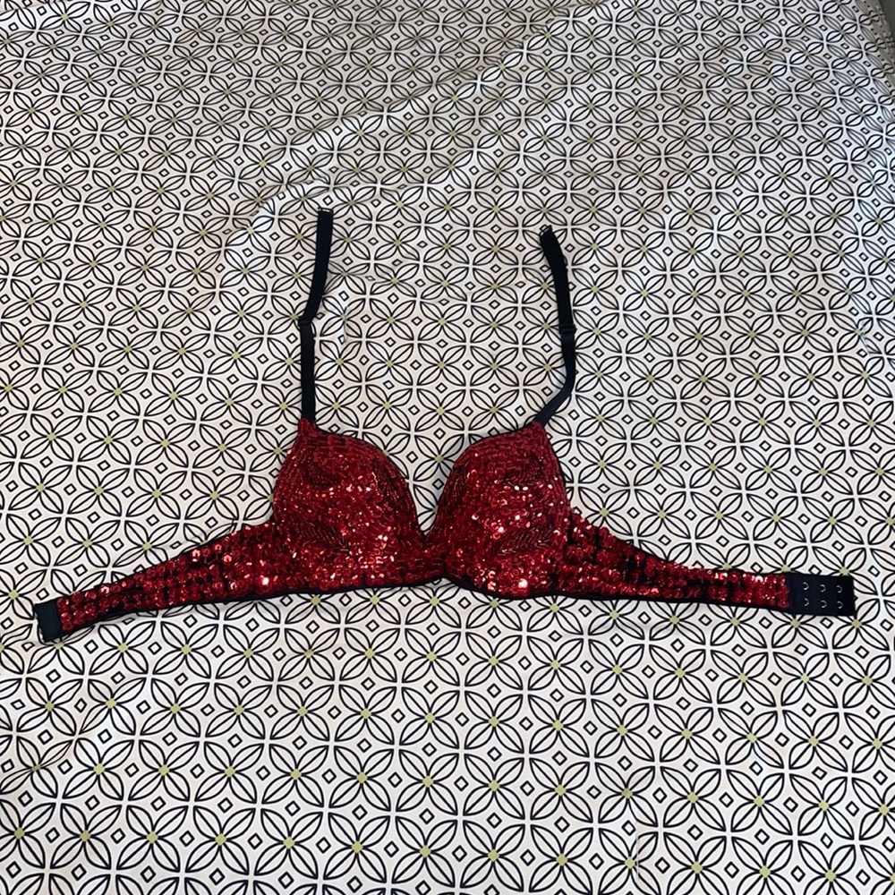 Red Sequined Bustier Top